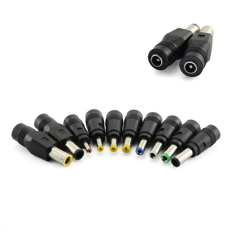 Longdex 10pcs Laptop DC Power Adapter Kits Universal 5.5 mm x 2.1 mm Power Adapter Tips Connector for Computer Notebook Power Supply Male Plug Converter - Image 1
